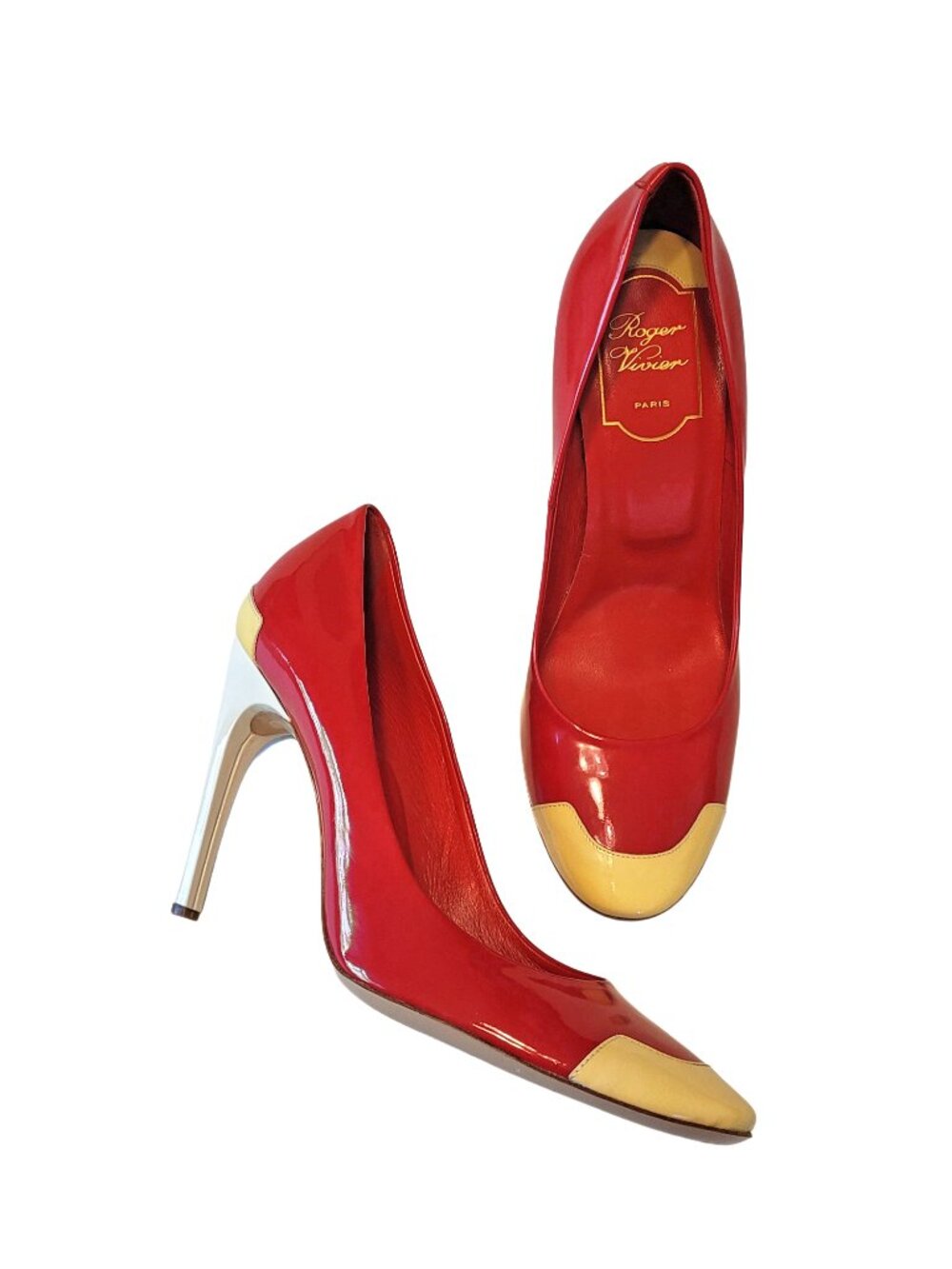 Roger Vivier Patent Leather Color Block Pumps 37